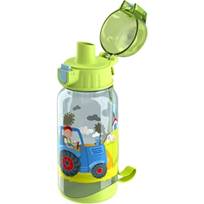 Abbildung von HABA 304486 Trinkflasche Traktor, 400ml Kinder mit Traktor Motiv in Grün für Kindergarten oder Schule, bpa freier Kunststoff, spülmaschinenfest, Hellgrün