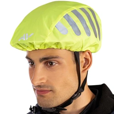 Abbildung von AVANA Regenschutz für Fahrradhelm Reflektoren Helmüberzug reflektierende Abdeckung wasserdichter Regenüberzug (Neon Gelb)