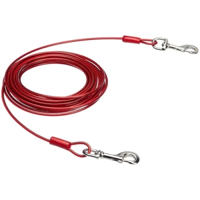 Abbildung von Amazon Basics Cable para atar perros, hasta 56 kg, 9,1 m, Rot