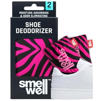 Abbildung von SmellWell Active Geruchsentferner Schuhdeo Bambusaktivkohle Geruchsabsorber Feuchtigkeitsabsorber für Schuhe,Taschen und gegen Schweißfüße lästige Gerüche Pink Zebra, 1 Paar, 2 x 50g