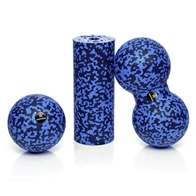 Abbildung von BODYMATE Faszien Mini Set Schwarz Weiß Rolle L15xD6cm, Ball D8cm und Duo im