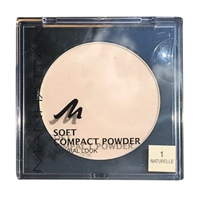 Abbildung von Manhattan Soft Compact Powder, Helles Kompakt Puder mit Puderquaste für einen matten, ebenmäßigen Teint, Farbe Naturelle 1, 1 x 9g