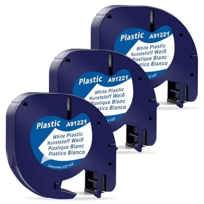Abbildung von MarkField kompatible für Dymo Letratag Etikettenband 12mm x 4m, Kompatibel mit Kunststoff White Schriftband LT 100H 100T 200B XR XM, Schwarz auf Weiß