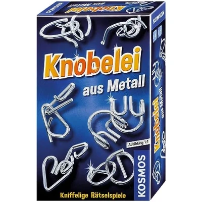Abbildung von KOSMOS 711221 Knobelei aus Metall, Knifflige Rätselspiele und spannende Knobeltricks, Mitbringspiel