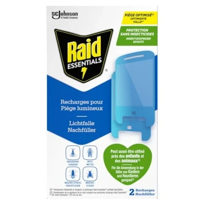 Abbildung von Raid Essentials Lichtfalle Nachfüller, Insektenstecker mit Klebefalle gegen fliegende Insketen wie Motten, Fruchtfliegen und Schnaken, 1 er Pack (2 Nachfüller)