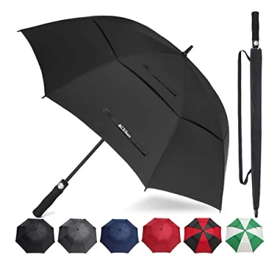Abbildung von ACEIken Regenschirm Groß XL Sturmfest, Automatisch Öffnend, mit Doppeldach Belüftung, Schwarz Hochwertiger Stockschirm für Damen und Herren, Ideal als Golfschirm