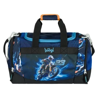 Abbildung von Baagl Sporttasche für Jungen, Reisetasche Kinder, Schwimmtasche Kompakt und Robust Sport, Schule Reisen (Motorrad)