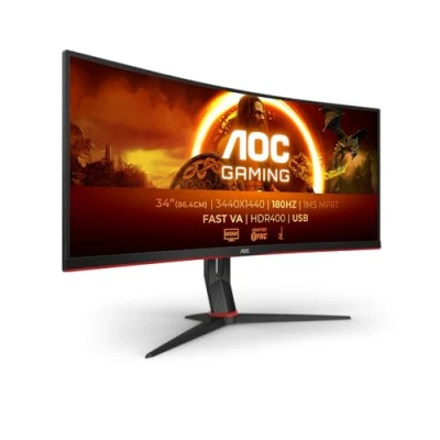 Abbildung von AOC Gaming CU34G2XPD 34 Zoll WQHD Curved Monitor, 180 Hz, schnelle VA, 1 ms GTG, FreeSync Premium, HDR400, höhenverstellbarer Standfuß (3440 x 1440, HDMI, DisplayPort, USB Hub)