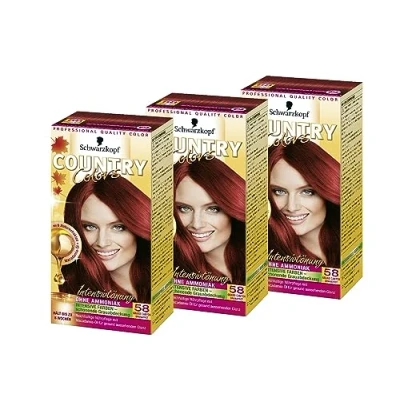 Abbildung von SCHWARZKOPF COUNTRY COLORS Intensiv Tönung, Haarfarbe 58 Grand Canyon Granatrot, Stufe 2, 3er Pack (3 x 123 ml)