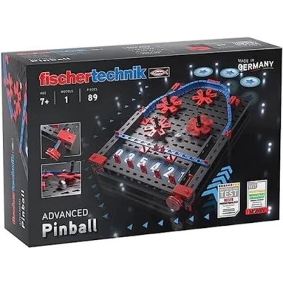 Abbildung von fischertechnik 569015 Advanced Pinball Baukasten für Kinder ab 7 Jahre, Konstruktionsspielzeug, Mini Spiele mit Flipper Spiel, Schwarz