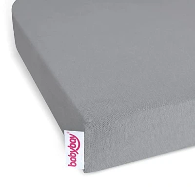 Abbildung von babybay Jersey Spannbetttuch Deluxe passend für Modell Original, grau, 1 Stück (1er Pack)