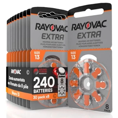 Abbildung von 240 Batterien für Hörgeräte Rayovac Extra 13. 30 Blister à 8