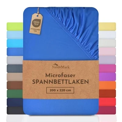 Abbildung von NatureMark Mikrofaser SPANNBETTLAKEN zum Sparpreis! viele Größen und Farben Markenware (Royal Blau, 200 x 220 cm)