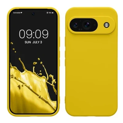 Abbildung von kwmobile Handyhülle kompatibel mit Google Pixel 9 Hülle Handy Case aus weichem Silikon in Strahlend Gelb