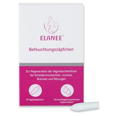 Abbildung von ELANEE Befeuchtungszäpfchen [10 Zäpfchen] Vaginalzäpfchen bei Scheidentrockenheit, Juckreiz &amp; Brennen, mit feuchtigkeitsspendender Hyaluronsäure, hormonfrei (737 00)