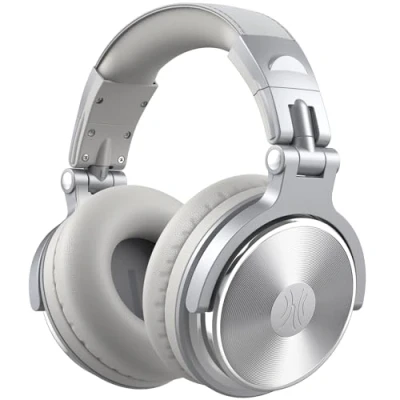 Abbildung von OneOdio Pro 10 Over Ear Kopfhörer, kabelgebundene Kopfhörer mit Shareport Mikrofon, Klinke 3,5 mm und 6,35 mm, für Aufnahme, Mixen, Studioüberwachung, DJs, Gitarre, Podcast, PC (Silbergrau)