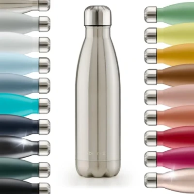 Abbildung von Blumtal® Trinkflasche Edelstahl Charles Thermosflasche 750 ml BPA freie Thermo kalt&amp;warm auslaufsichere Metall Thermos Stainless Steel Silber