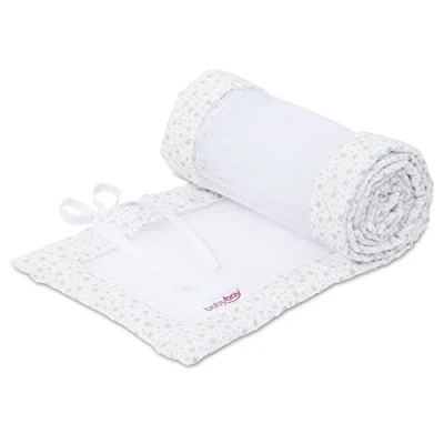 Abbildung von babybay Nestchen Mesh passend für Modell Boxspring XXL, weiß Glitzersterne silber