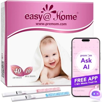 Abbildung von Easy@Home 40 Ovulationstest + 10 Schwangerschaftstest Frühtest Empfidlich Kinderwunsch Fruchtbarkeitstests für Eisprung 25 mIU/ml und Schwangerschaftstests mit Optimaler Sensitivität