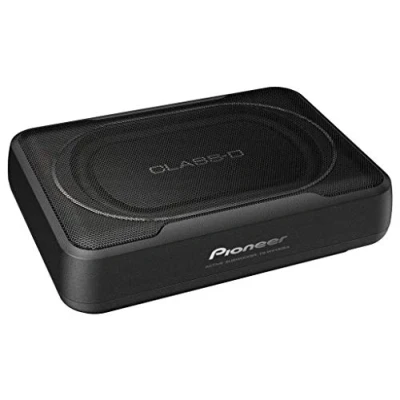 Abbildung von Pioneer TS WX130EA Aktivsubwoofer, kompakter 20 cm Class D Subwoofer (160 W), Montage unter dem Sitz oder im Kofferaum, Aluminium Gehäuse, schwarz, 280 x 200 70