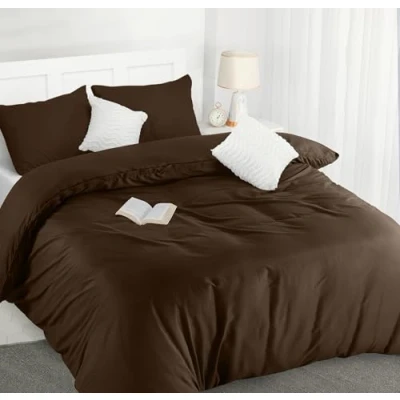 Abbildung von Utopia Bedding Bettwäsche 200x200 Set Mikrofaser Bettbezug cm + 2 Kissenbezüge 50x75 Braun