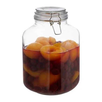 Abbildung von Relaxdays, klar 3 Liter Einmachglas, zum Konservieren, Gastro, Bügelverschluss, Gummiring, luftdicht, XXL Einweckglas, Glas, Eisen, Standard