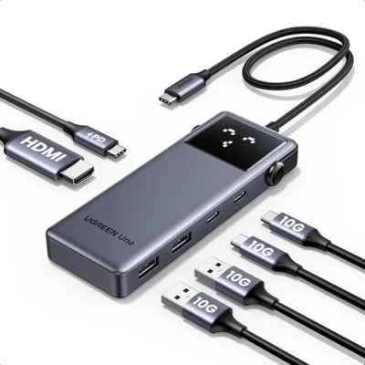 Abbildung von UGREEN UNO USB C Hub 10Gbps 4K@60Hz HDMI Intelligentes LED Display Adapter 2*USB A &amp; Multiport PD 100W Kompatibel mit iPhone 16, iPad Pro/Air, MacBook Steam Deck usw.