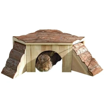 Abbildung von Kerbl Pet Nagerhaus mit Rampen NATURE 34 x 15 cm, ohne 25 cm