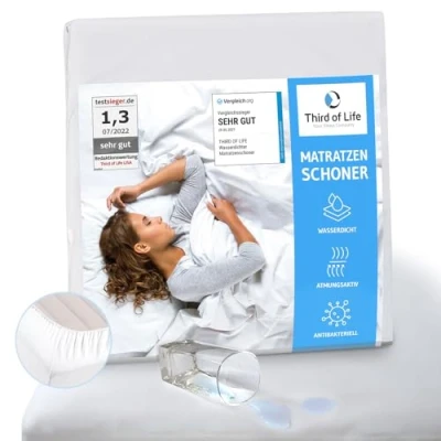 Abbildung von Matratzenschoner 200x220 cm wasserdicht, Atmungsaktives Spannbettlaken, Anti Milben Matratzenbezug, Wasserundurchlässiger Matratzen Schutz, Topper 200x220cm, Hygienische Bettunterlage