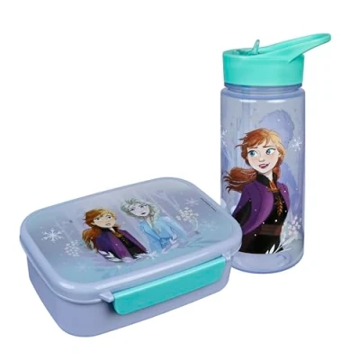 Abbildung von Scooli Disney Frozen Kindergeschirr Geschenkset Set bestehend aus Brotdose und Trinkflasche ideal für die Schule oder Kindergarten Kinder ab 4 Jahren Kunststoff BPA frei