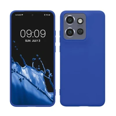 Abbildung von kwmobile Hülle kompatibel mit Motorola Edge 50 Neo/ThinkPhone 25 weiches TPU Silikon Case Cover geeignet für kabelloses Laden Baltik Blau