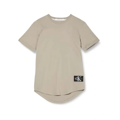 Abbildung von Calvin Klein Herren Badge Turn Up Sleeve J30j323482 Kurzarm Strickoberteile, Grau (Elephant Skin), L
