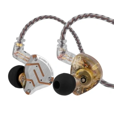 Abbildung von LINSOUL KZ ZS10 Pro,4BA+1DD 5 Treiber In Ear Monitor,HiFi Kabelgebundene Ohrhörer,Gaming Kopfhörer,Hybrid IEM Kopfhörer,abnehmbares versenktes 2Pin Kabel(Ohne Mic,Blendung Gelb)