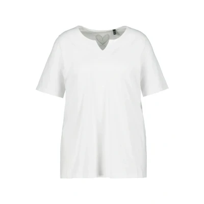 Abbildung von Ulla Popken Damen, A Linie, Tunika Ausschnitt, Halbarm T Shirt, Schneeweiß, 42 44