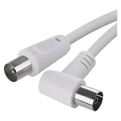 Abbildung von EMOS Antennenkabel, Koaxialkabel, Fernsehkabel 7,5 m, Koax Kabel für Digitales Fernsehen, TV, Receiver, SAT, doppelt abgeschirmt, gerader Stecker auf gewinkelte Buchse (90 Grad)
