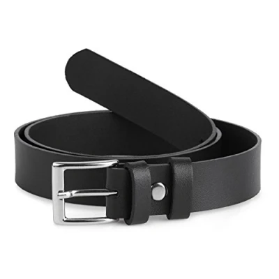Abbildung von Ladeheid Kinder Gürtel Ledergürtel Mode Accessoire für Jungen mit Schnalle 2,5 cm Breit K1D5 (Schwarz 1, 70 (Gesamtlänge 89 cm))