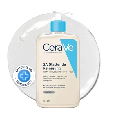 Abbildung von CeraVe SA Glättende Reinigung Für Gesicht und Körper, trockene, raue unebene Haut, Mit Hyaluron, Salicylsäure 3 essenziellen Ceramiden, 562 ml