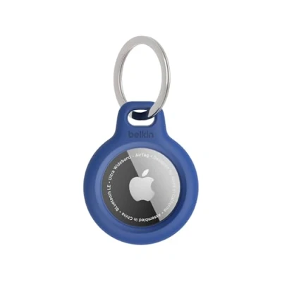 Abbildung von Belkin AirTag Hülle mit Schlüsselanhänger (Secure Holder Schutzhülle für Air Tag, Accessoire Kratzschutz) Blau
