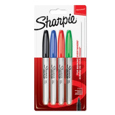Abbildung von SHARPIE Permanent Marker, Marker Stifte mit feiner Spitze, gemischte Farben, 4 Wasserfeste