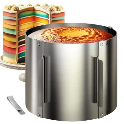 Abbildung von 4smile Tortenring verstellbar hoch 15 cm Edelstahl Backring Ø 16 30 cm, stabile Tortenform Kuchenring rund verstellbar, Backrahmen zum Backen und Dekorieren