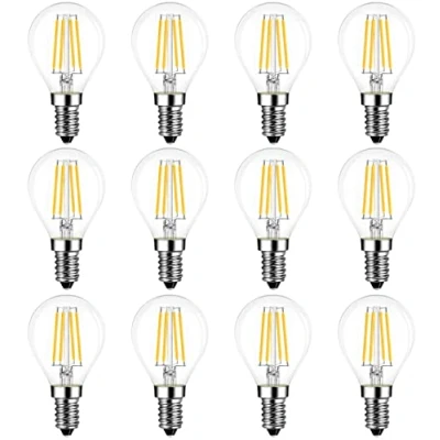 Abbildung von LVWIT 4W E14 Filament LED Lampe Glühfaden P45 Tropfenform, 2700K Warmweiß, Ersatz für 40W Glühlampe, ultrahell 470 lm, Rustikalampe Filamentstil klar (12er Pack)