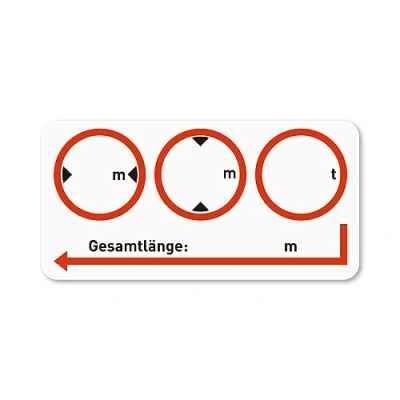 Abbildung von iSecur Hinweis Aufkleber Fahrzeugmaße I Größe Länge x Breite Höhe Gewicht Piktogramm Sicherheitsaufkleber selbstklebend beschreibbare Folie weiß hin_545