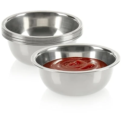 Abbildung von com four® 8x Saucenschälchen kleine Schalen Schüssel für Saucen, Dips und Snacks Snackschalen, Set Gewürzschale Metallschüssel klein rostfreier Stahl (08 Stück)