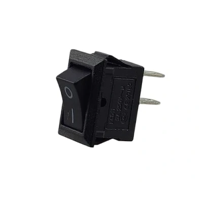 Abbildung von Mini Wippenschalter, Einbau Wippschalter, Kippschalter, Geräteschalter, 250V 3A AC/DC, (6V 9V 12V 24V 125V) schwarz rechteckig 9 x 13 mm, 2 Polig EIN/AUS