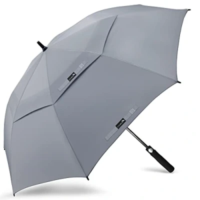 Abbildung von ZOMAKE Regenschirm Sturmfest Groß,XL Golf Umbrella Stockschirm mit Auf Zu Automatik für Herren Damen Travel Schirm Tragegurt(Grau)