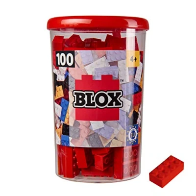 Abbildung von Simba 104118905 Blox, 100 rote Bausteine für Kinder ab 3 Jahren, 8er Steine, inklusive Dose, hohe Qualität, vollkompatibel mit vielen Anderen Herstellern