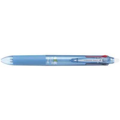 Abbildung von Pilot Kugelschreiber, Frixion Ball 4, 0,5 mm, extra fein, 4 Farben (schwarz, rot, blau und grün), hellblau (lkfb 80ef lb)
