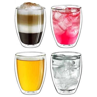 Abbildung von Creano doppelwandige Gläser 250ml Glas Becher doppelwandig Thermoglas Cappuccinotassen Doppelwandgläser im 4er Set