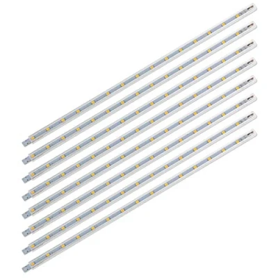Abbildung von SEBSON LED Leiste 12V warmweiß 8 tlg., Lichtleiste 30cm mit Netzteil, Schalter und Verbindungkabeln, flache Unterbauleuchte Küche, Regal, Schrank 9x7x300mm