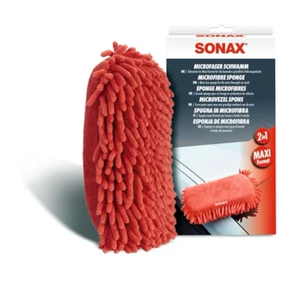 Abbildung von SONAX Microfaser Schwamm (1 Stück) für die besonders gründliche Autowäsche mit zwei unterschiedlichen Seiten, Art Nr. 04281000